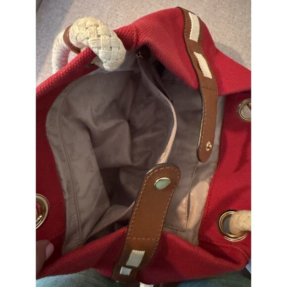 MICHAEL KORS MARINA MANDARIN RED CANVAS CONVERTIBLE PURSE,HAND+GRAB BAG - Picture 13 of 13